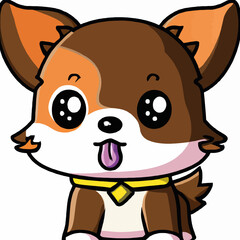 Cute Dog illustration Dog kawaii chibi vector drawing style Dog cartoon