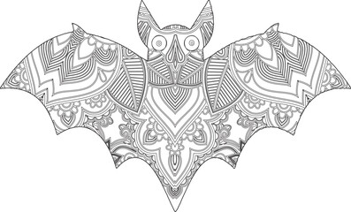 Bat mandala coloring page