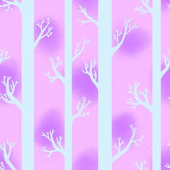 Fototapeta na wymiar Abstract cartoon forest seamless tree and branches pattern for wrapping paper and kids clothes print and fabrics