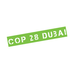 Rubber stamp with text COP 28 Dubai