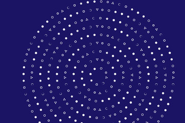 Japanese style Icon Design set on concentric rotated lines.It is a Japanese symbol used to decorate and identify people in a family. Icon on blue background.