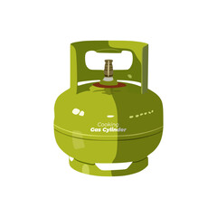 Realistic small cooking gas cylinder in green, vector illustration in trendy style. Economical edition of Indonesian liquified petroleum gas (LPG). Editable graphic resources. Perfect for creative des