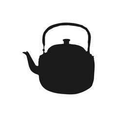 Silhouette of classic kettles that are very familiar in Indonesian families. Vector illustration in flat cartoon design style. Editable graphic resources for many purposes. Water kettle icon.