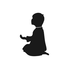 Vector silhouette of a Muslim little boy praying. very suitable for poster design materials, flyers, and other creative designs.