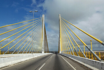 Fototapeta na wymiar bridge under a blue sky with clouds
