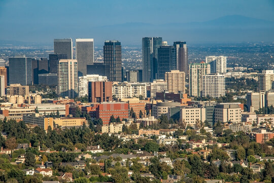 View From The Getty Museum Los Angeles California La Usa Skyline Downtown Mountain Landscape Urban