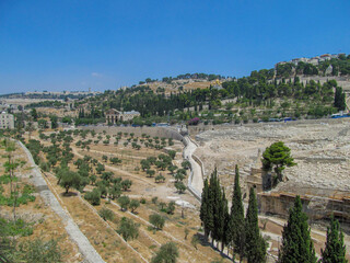 Fototapeta na wymiar Mount of Olives and Kidron Valley, Jerusalem