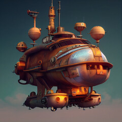 Fototapeta na wymiar steampunk airship
