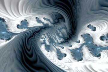 Blue spiral fractal ski slopes, generative ai