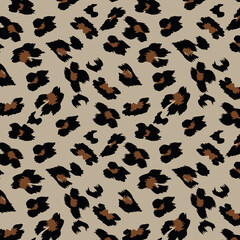 Abstract Brushed Wild Leopard Animal Skin Allover Seamless Pattern Design Artwork