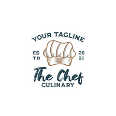 Inspiration for a classic restaurant logo concept with a flat toque hat design, Food logo template, Suitable for restaurant, shop, and company logos