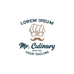 Inspiration for a classic restaurant logo concept with a flat toque hat design, Food logo template, Suitable for restaurant, shop, and company logos