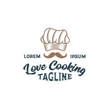 Inspiration for a classic restaurant logo concept with a flat toque hat design, Food logo template, Suitable for restaurant, shop, and company logos