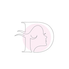 Minimalist beauty letter d line art logo