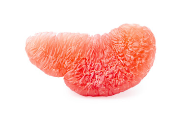 Piece of tasty pomelo fruit on white background