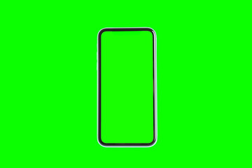 Smartphone with green screen on color background. Mockup for design