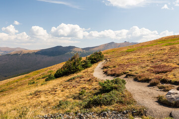 Hiking trail in the Rocky Mountains National Park in Colorado