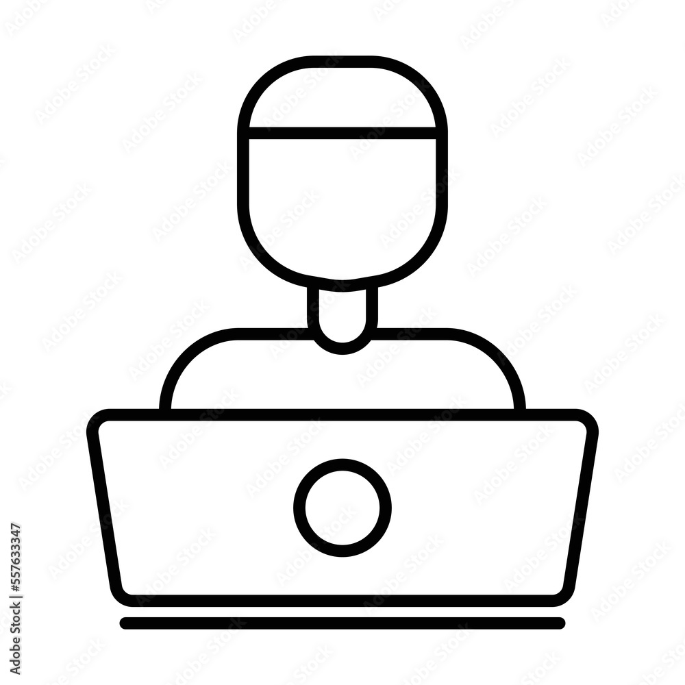 Wall mural people icon illustration in front of laptop. programmer icon. icon related to developer. line icon s