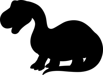 PNG black silhouette cute dinosaur. Silhouette cartoon animal design on transparent background. PNG file format Suitable for graphics websites and who require a silhouette transparent background(PNG).