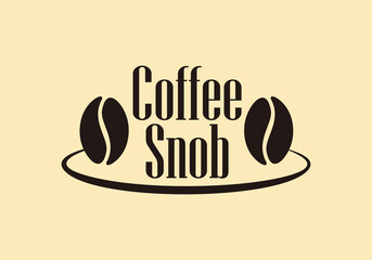 coffee snob icon with two coffee beans on the left and right. suitable for use as logos, symbols, media content, promotional media, banners, wallpapers, etc
