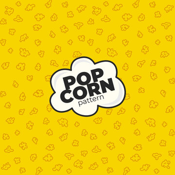 Pop corn pattern for packaging snacks. Popcorn fluffy flakes pattern. Popcorn Background pattern. doodle popcorn.