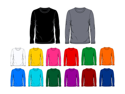 fourteen color long sleeve t shirt design template front view