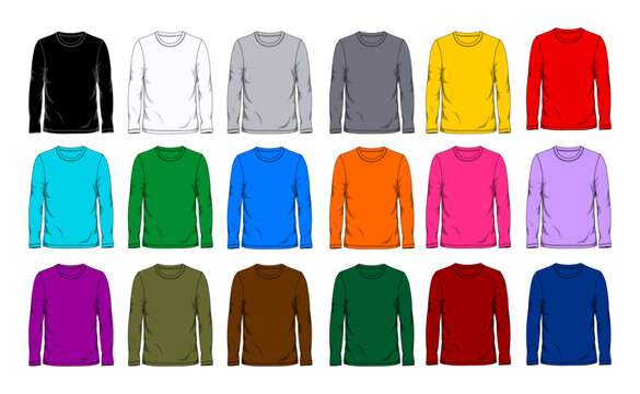 Eighteen color long sleeve t shirt design template front view