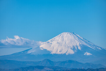 神奈川県逗子市披露山からの湘南江ノ島と富士山