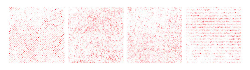 An abstract set of four red grunge texture on a white background