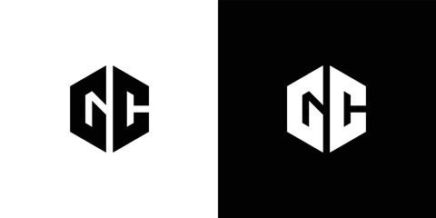 Letter G C Polygon, Hexagonal Minimal and Trendy Professional Logo Design On Black And White Background