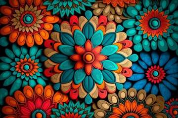 Fototapeta na wymiar Abstract colorful flowers. Summer and spring multi-color floral background. Flower digital artwork for creative graphic design.