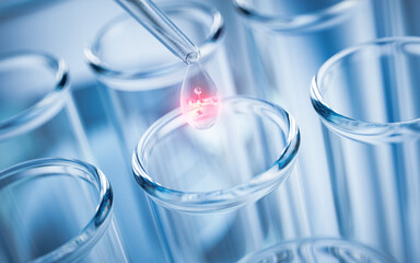 Chemical glassware in the laboratory, 3d rendering.