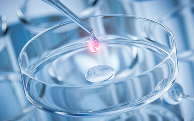 Chemical glassware in the laboratory, 3d rendering.