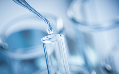 Chemical glassware in the laboratory, 3d rendering.