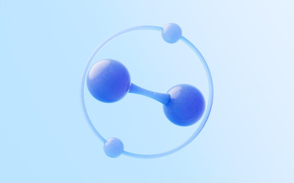 Molecule with glass material, 3d rendering.