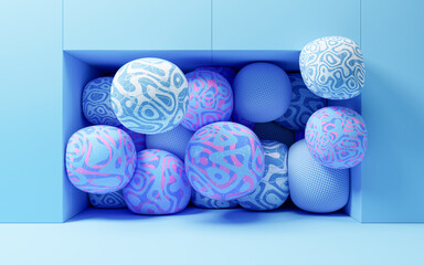 Soft balls with wave pattern, 3d rendering.