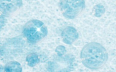 Water surface with caustic phenomenon, 3d rendering.