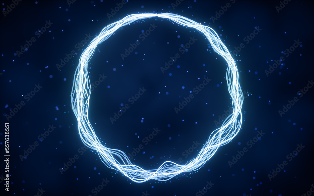 Poster abstract wave gradient curves and particles, 3d rendering.