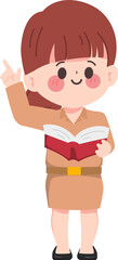 Cute cartoon thai teacher occupation character hand drawn style.