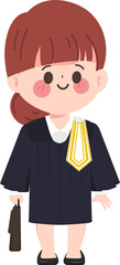 Cute cartoon lawyer occupation character hand drawn style.