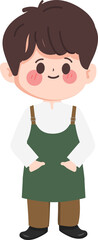 Cute cartoon barista or waitress occupation character hand drawn style.