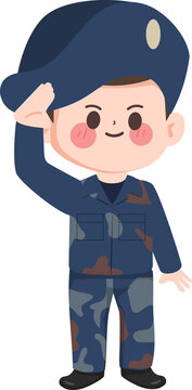 Cute cartoon air force occupation character hand drawn style.