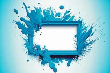 Obraz na płótnie Canvas Modern splash frame with blue background. Generative AI 