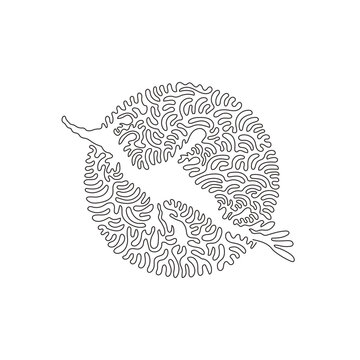 recommend clip art: Continuous curve one line drawing of pretty seadragon abstract art in circle. Single line editable stroke vector illustration of marine creature for logo, wall decor and poster print decoration