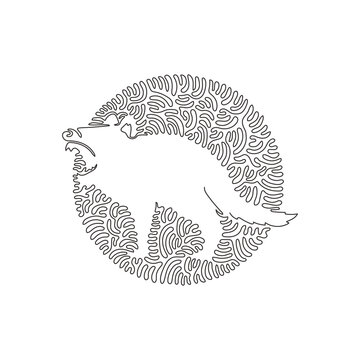 recommend clip art: Continuous one curve line drawing of standing tasmanian devil abstract art in circle. Single line editable stroke vector illustration of cute tasmanian devi for logo, wall decor and poster print decor