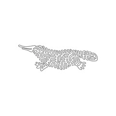Single swirl continuous line drawing of cute platypus abstract art. Continuous line draw graphic design vector illustration style of unique creatures for icon, sign, minimalism modern wall decor