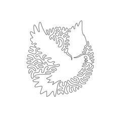 Single swirl continuous line drawing of cute dove abstract art. Continuous line draw graphic design vector illustration style of friendly domestic animal for icon, sign, minimalism modern wall decor