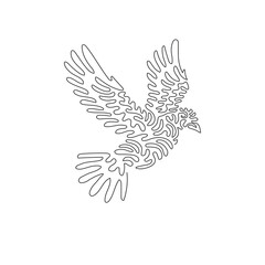 Continuous curve one line drawing of cute flying dove curve abstract art. Single line editable stroke vector illustration of beautiful bird for logo, wall decor and poster print decoration