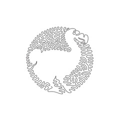 Single one curly line drawing of cute dodo abstract art. Continuous line draw graphic design vector illustration of large and stout birds for icon, symbol, company logo, and pet lover club © Ganjar