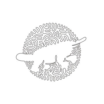 recommend clip art: Continuous curve one line drawing of cute platypus abstract art in circle. Single line editable stroke vector illustration of wide, flat bill animal for logo, wall decor and poster print decoration